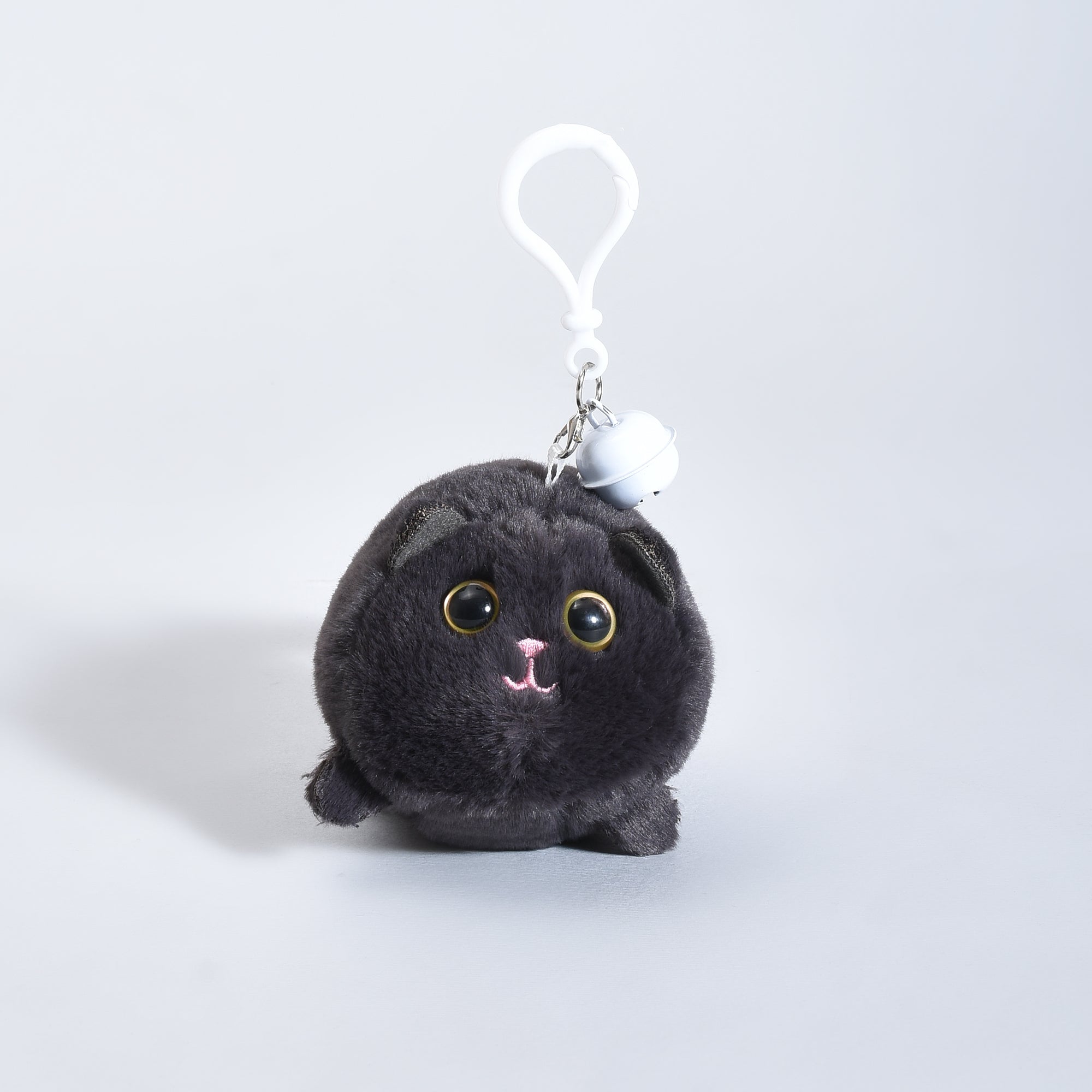Ultra Cute Black Cat Plush Keychain with Bell and Wagging Tail