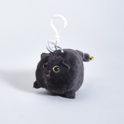 Ultra Cute Black Cat Plush Keychain with Bell and Wagging Tail