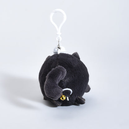 Ultra Cute Black Cat Plush Keychain with Bell and Wagging Tail