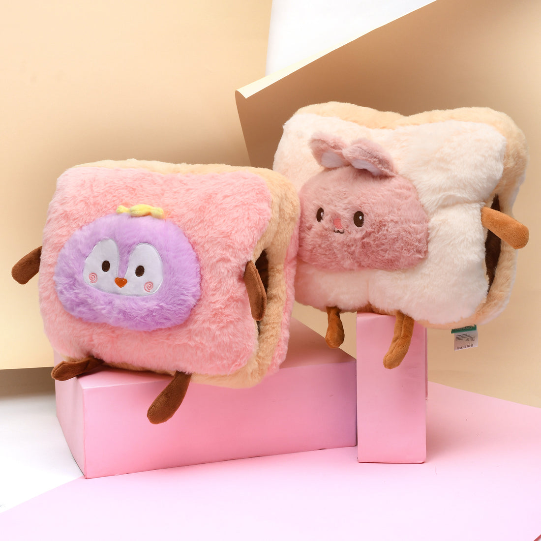 Dopamine Style Hand Warmer Pillow Pillow- Cartoon Toast- Pink/Beige