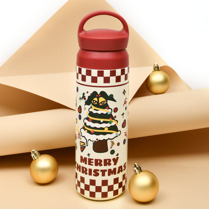 Mumuso Christmas Insulated Water Bottle with Handle (450 ml)
