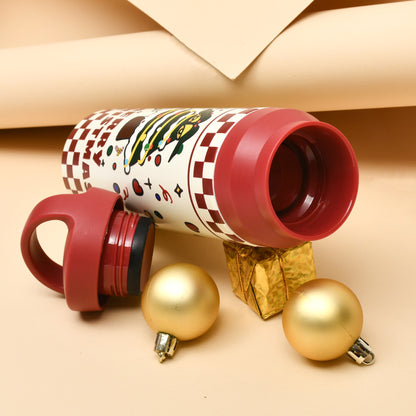 Mumuso Christmas Insulated Water Bottle with Handle (450 ml)