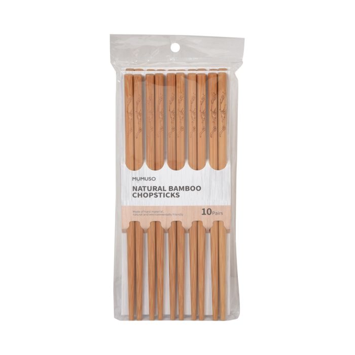 Natural Bamboo Chopsticks - 10 Pairs Mumuso