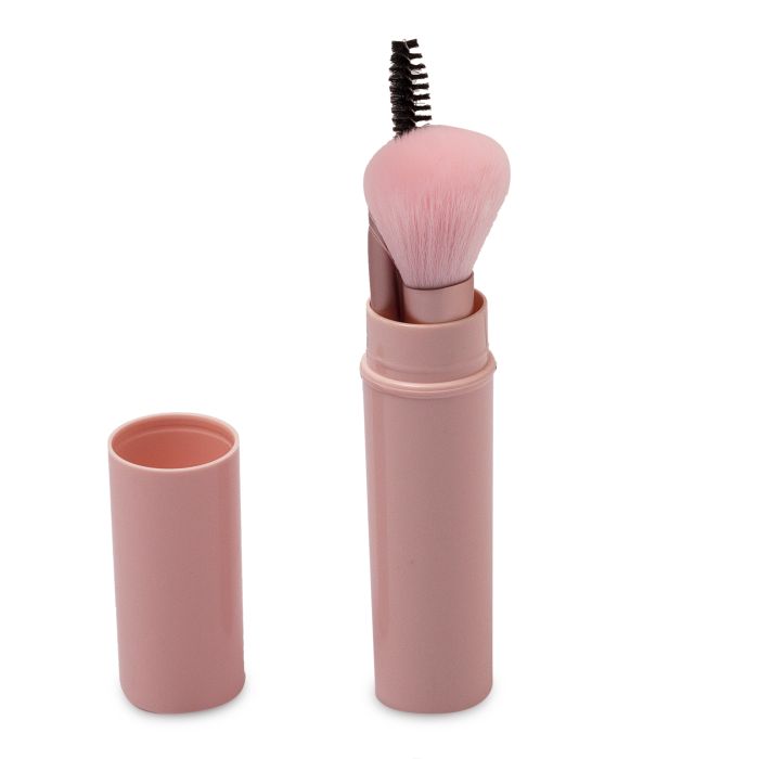Pink Cosmetic Brush Set with Storage Case - Set of 5 Mumuso