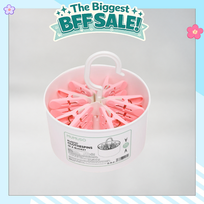 Pink Clothes Pins in a Bucket- 24 clips