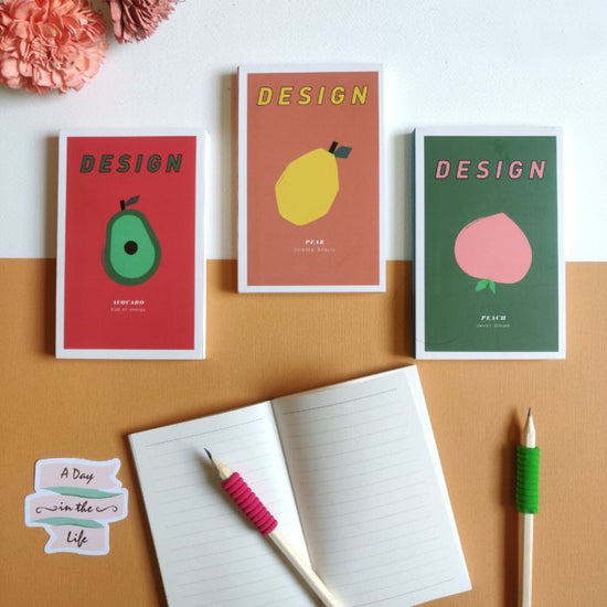 Pocket Notebook - Peach / Green Mumuso
