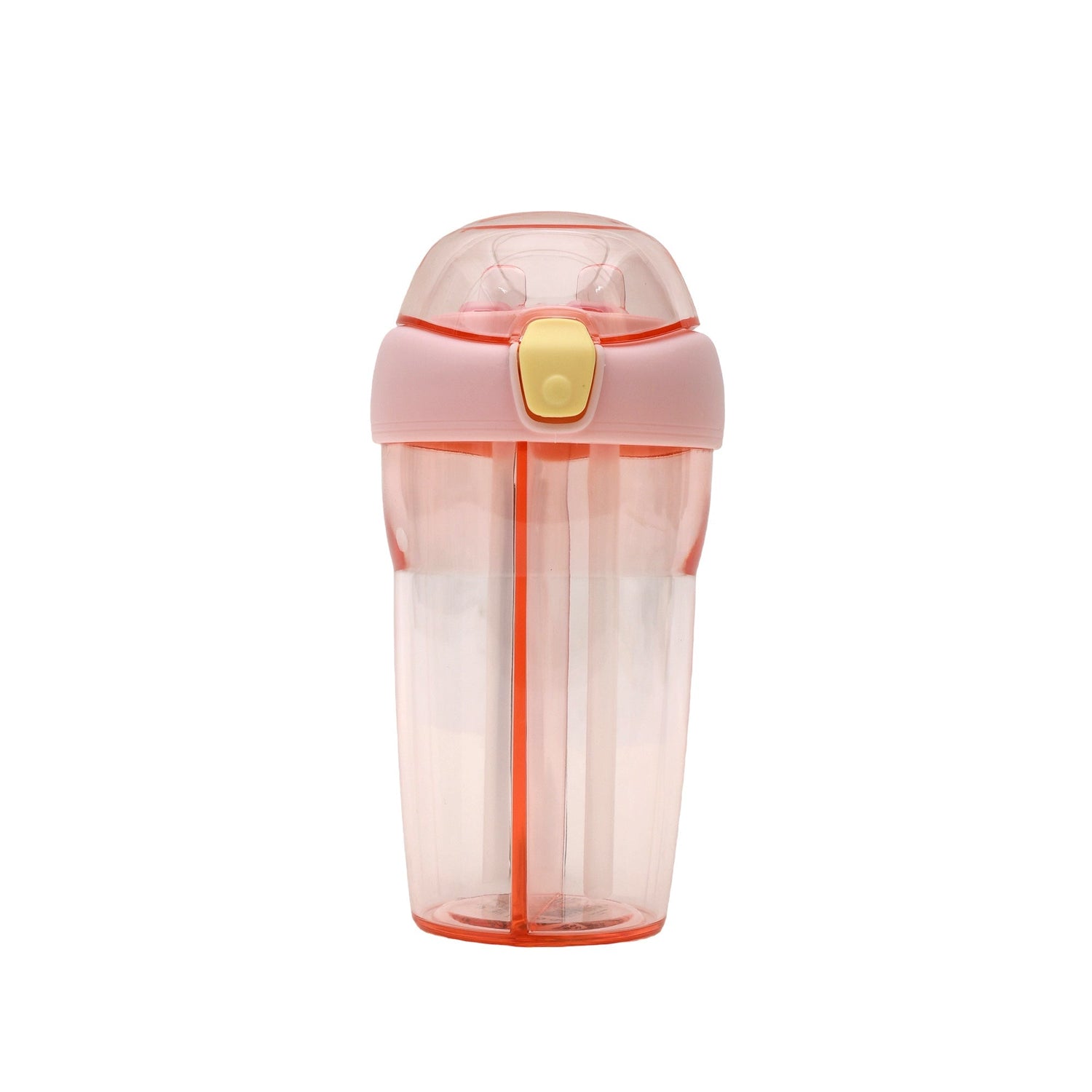 Portable Dual-Use Water Bottle with 2 Straws - Pink / 430 ml Mumuso