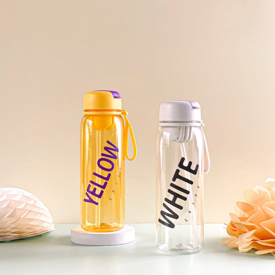 Portable Water Bottle With Straw - White Mumuso