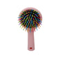 Rainbow bristle Hair Brush with Round Mirror- Pink Mumuso