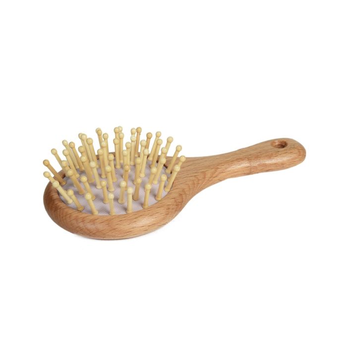 Round Head Wooden Hair Brush for Blow Drying Mumuso