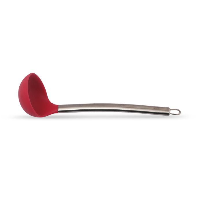 Silicone Ladle With Stainless Steel Handle - Red Mumuso