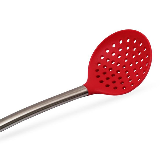 Silicone Skimmer With Stainless Steel Handle - Red Mumuso