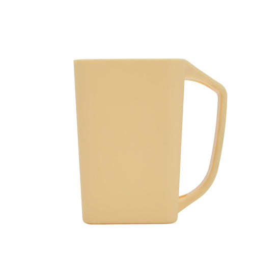 Sleek Light Yellow Square Plastic Cup with Handle- 420 ml Mumuso