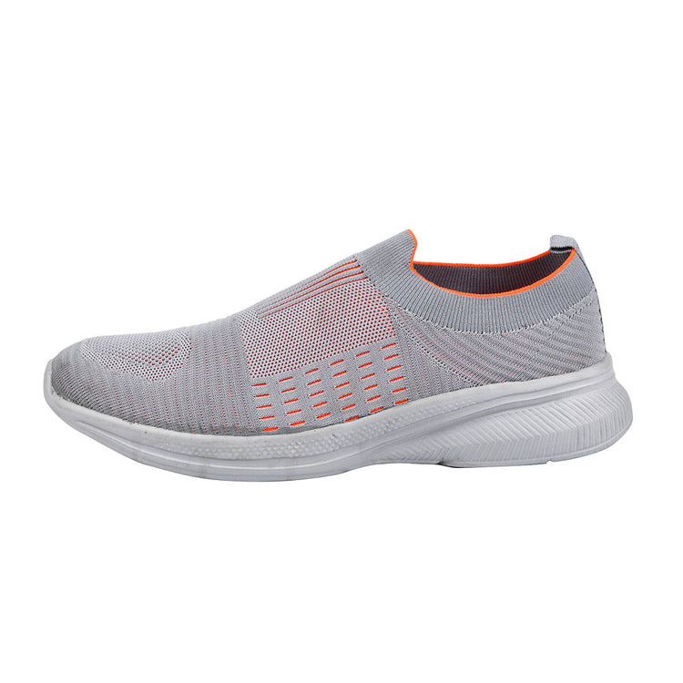 Slip-On Fancy Sneakers - Unisex/Grey & Orange Mumuso