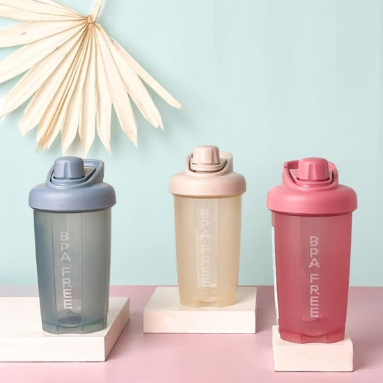 Sports Plastic Shaker Bottle - Beige Mumuso