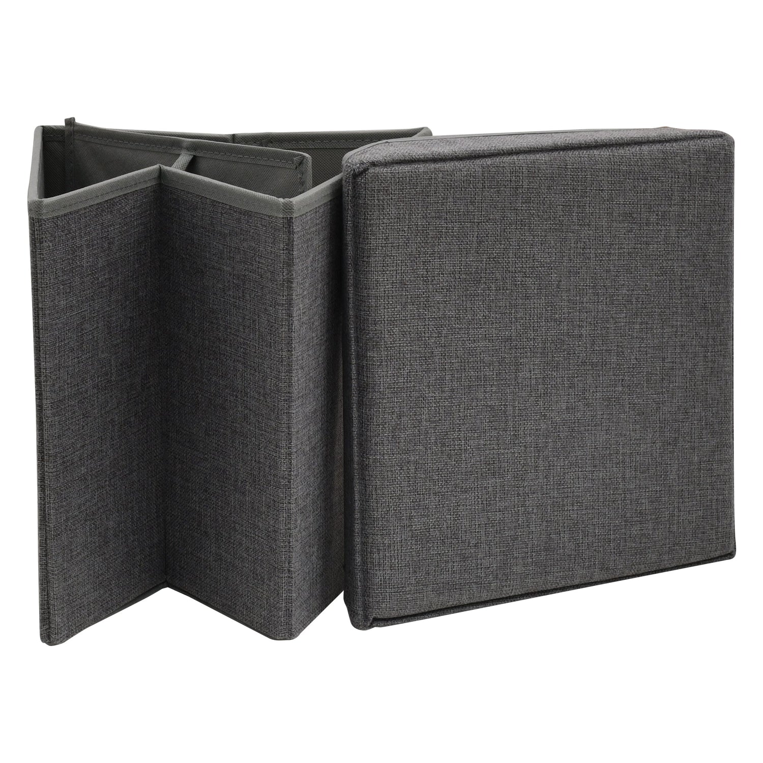 Square Shaped Folding Storage Ottoman -Dark Grey Mumuso