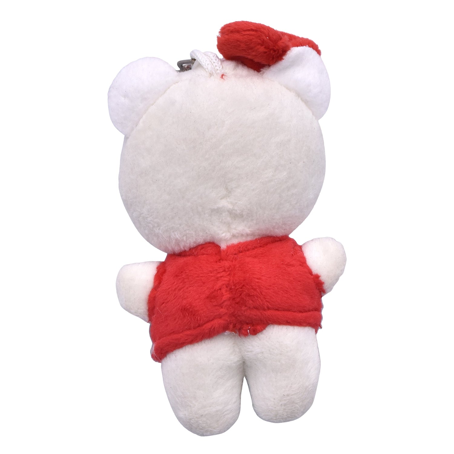 Teddy With A Hairbow Keychain - White And Red Mumuso