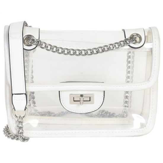 Transparent Bag with Chain Details - White Mumuso