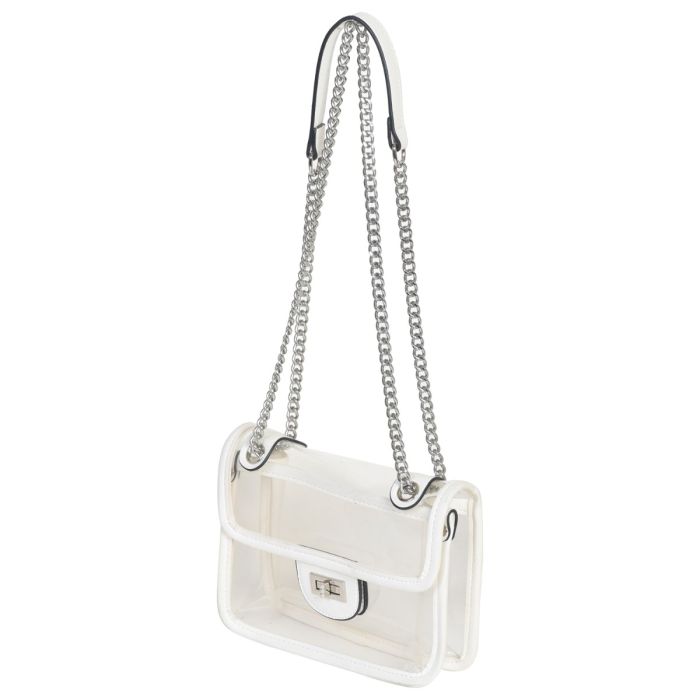 Transparent Bag with Chain Details - White Mumuso