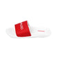 Unisex Faux Leather Casual Sliders - Red & White Mumuso