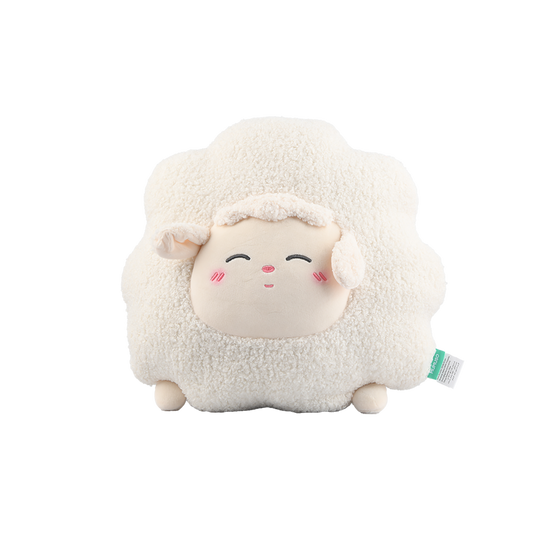 Fluffy Cute Sheep Plush Throw Pillow - Beige