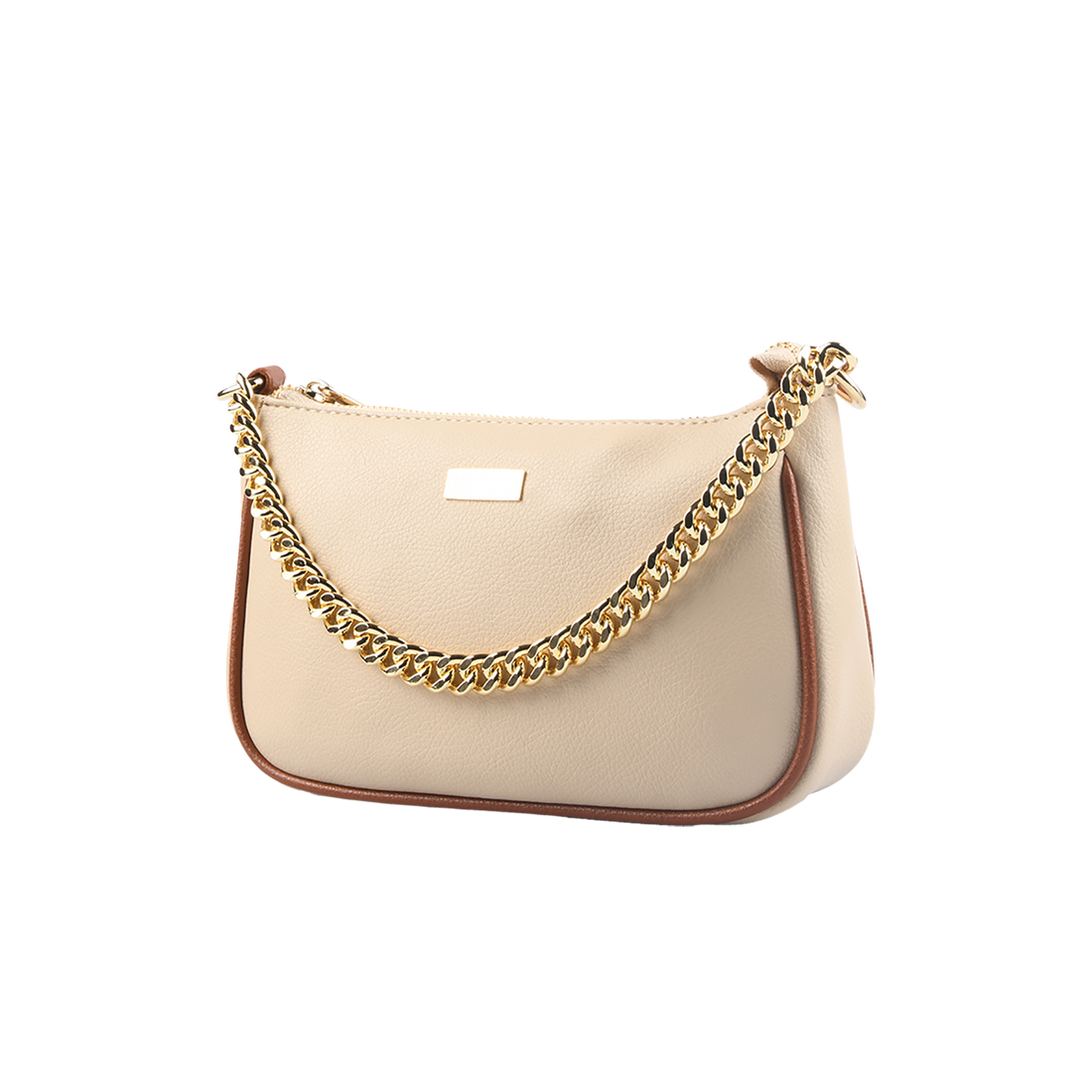 DUAL HANDLE CLASSIC BAG - CREAM &amp; TAN
