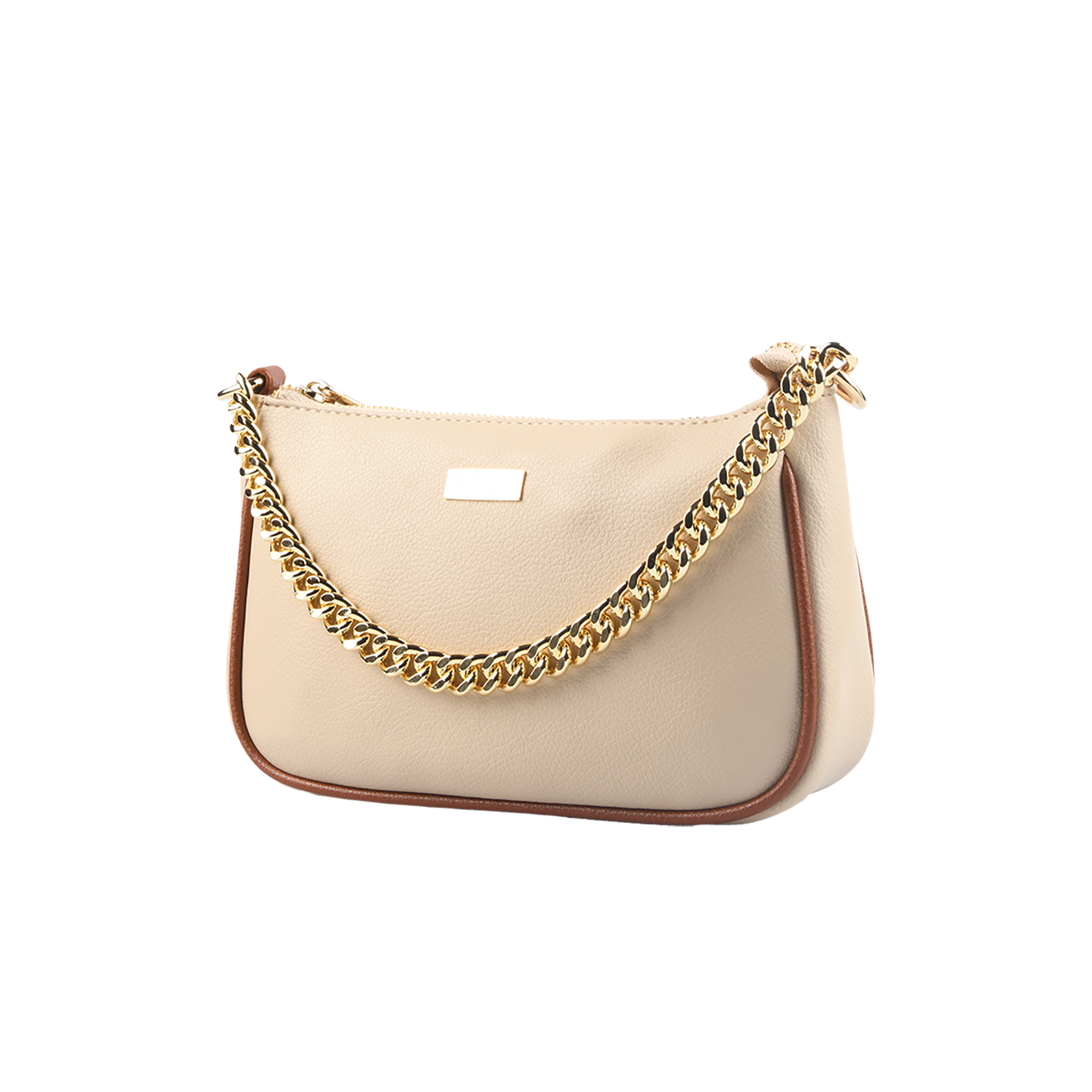 DUAL HANDLE CLASSIC BAG - CREAM &amp; TAN