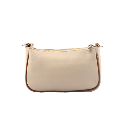 DUAL HANDLE CLASSIC BAG - CREAM &amp; TAN