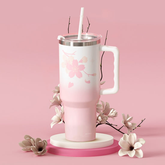 Cherry Blossom Collection - Insulated Tall Tumbler with Handle & Straw - 1200 ml