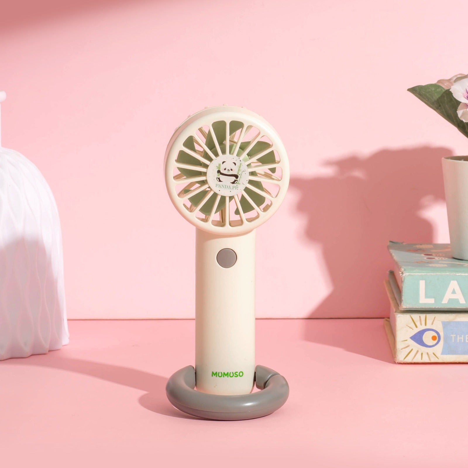 Electric Mini Handheld Fan with Carabiner- Pink/ White/ Blue