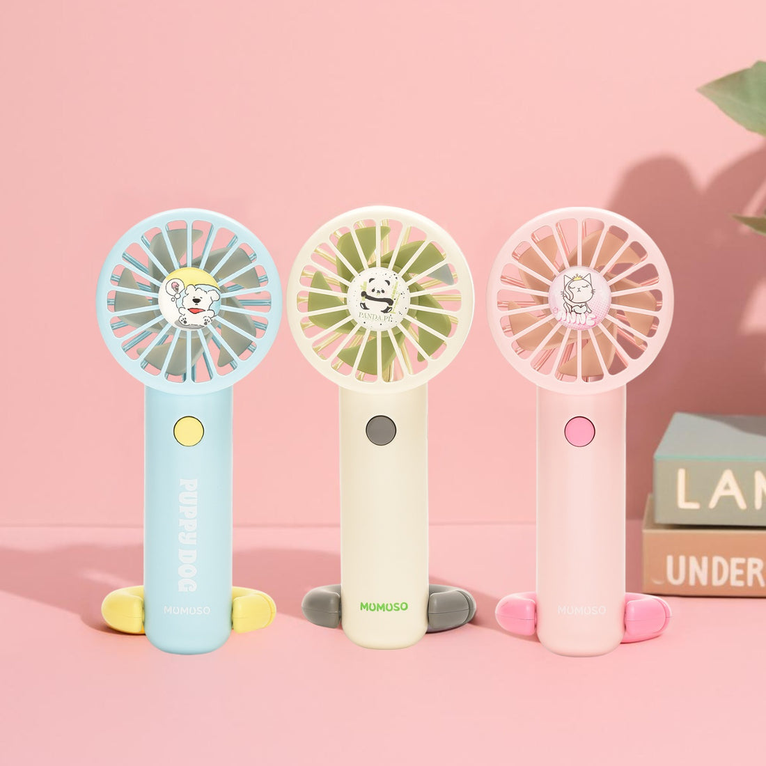 Electric Mini Handheld Fan with Carabiner- Pink/ White/ Blue