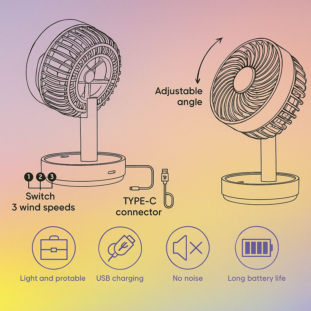 Colour Block Electronic Desk Fan