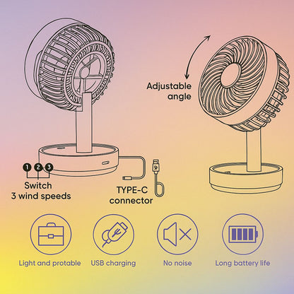Colour Block Electronic Desk Fan