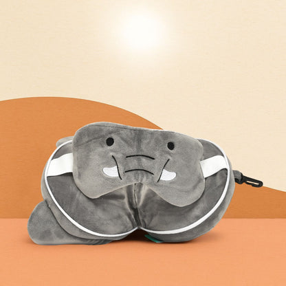 Dual Use  Cartoon Plush Neck Pillow- Eyemask Combo