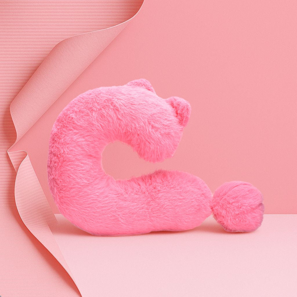 Plushy Pink Cat Neck Pillow