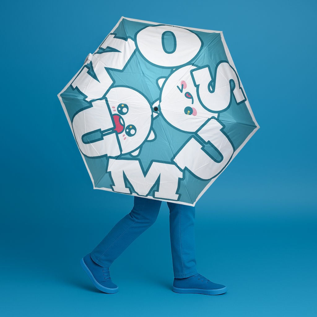MUMUSO Compact Cartoon Umbrella – Teal Pop Edition