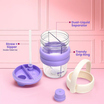 Double Sided Water Bottle with Straw