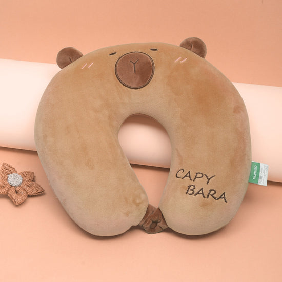 Capybara Travel Neck Pillow- Brown