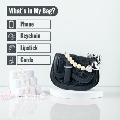 Mini Handbag with Pearl &amp; Chain Strap