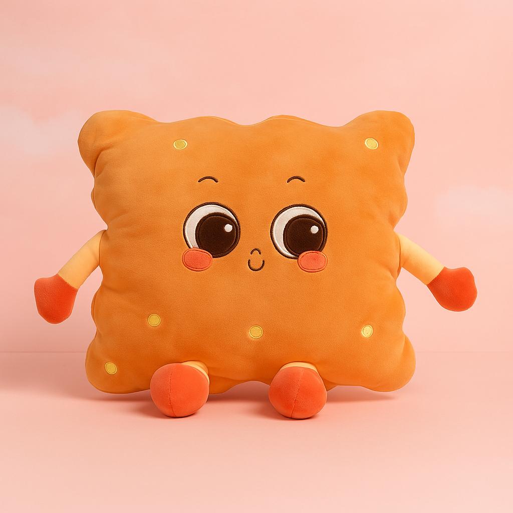 Funny Toast-Shaped Hand Warmer Pillow - Pink / Coffee Brown