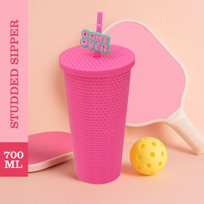 Studded Tumbler with Lid & Straw - 700 ml