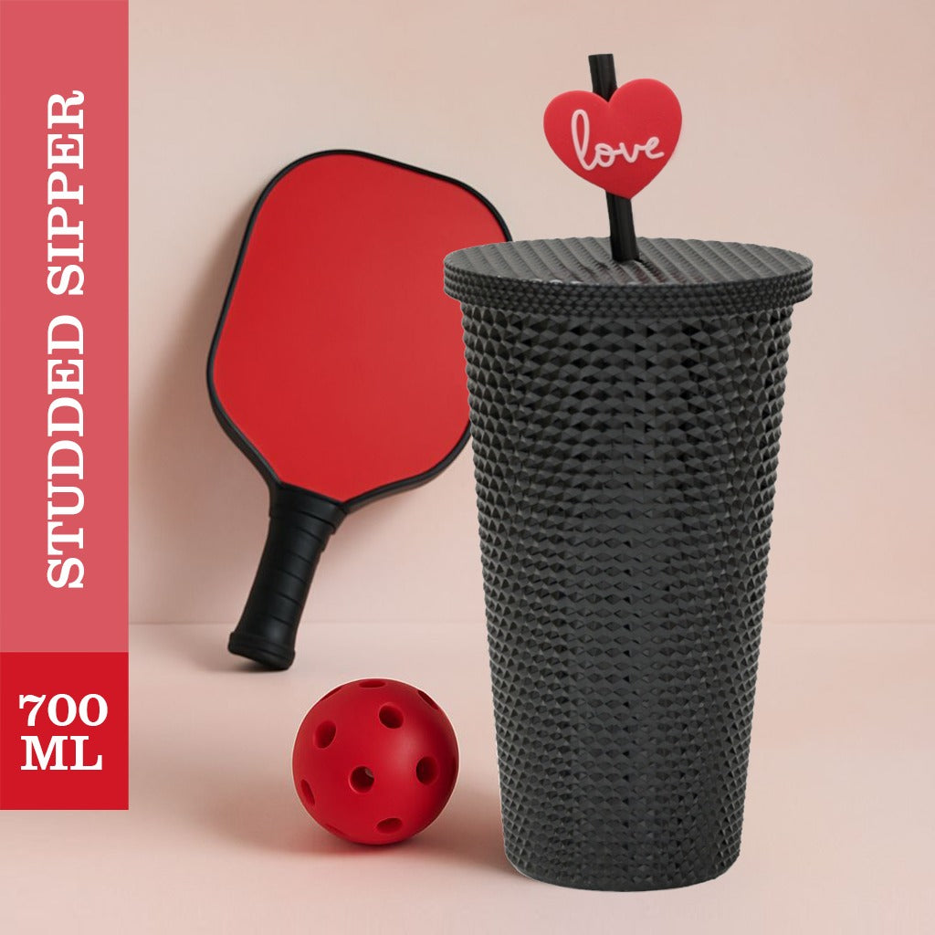 Studded Tumbler with Lid &amp; Straw - 700 ml