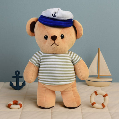 Sailing Bear Soft Toy- Grey/Blue