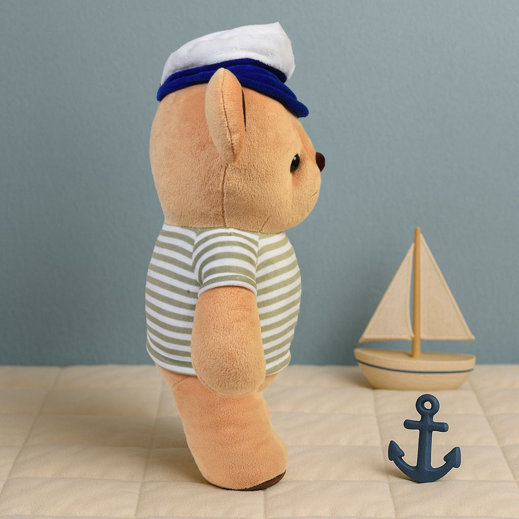 Sailing Bear Soft Toy- Grey/Blue
