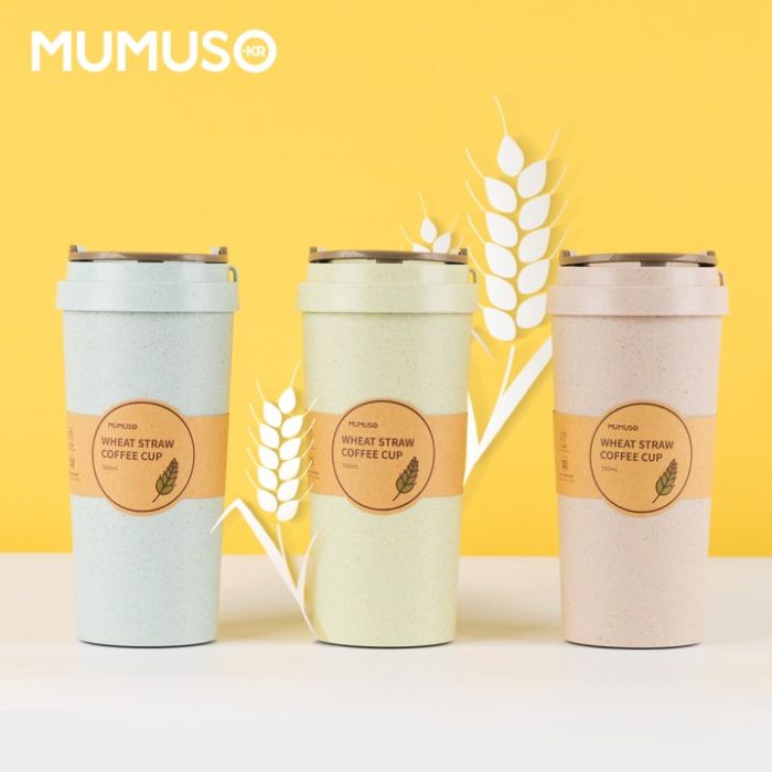 Wheat Straw Coffee Cup (400 ML) - Khaki Mumuso
