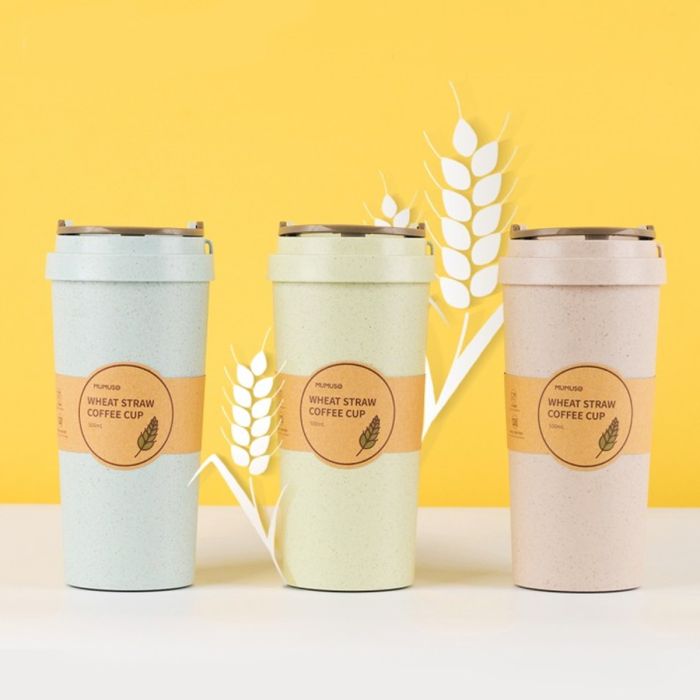 Wheat Straw Coffee Cup (400 ml) - Blue Mumuso