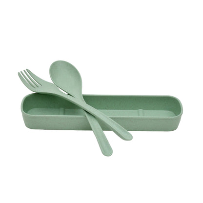 Wheat Straw Flatware Set - Green Mumuso