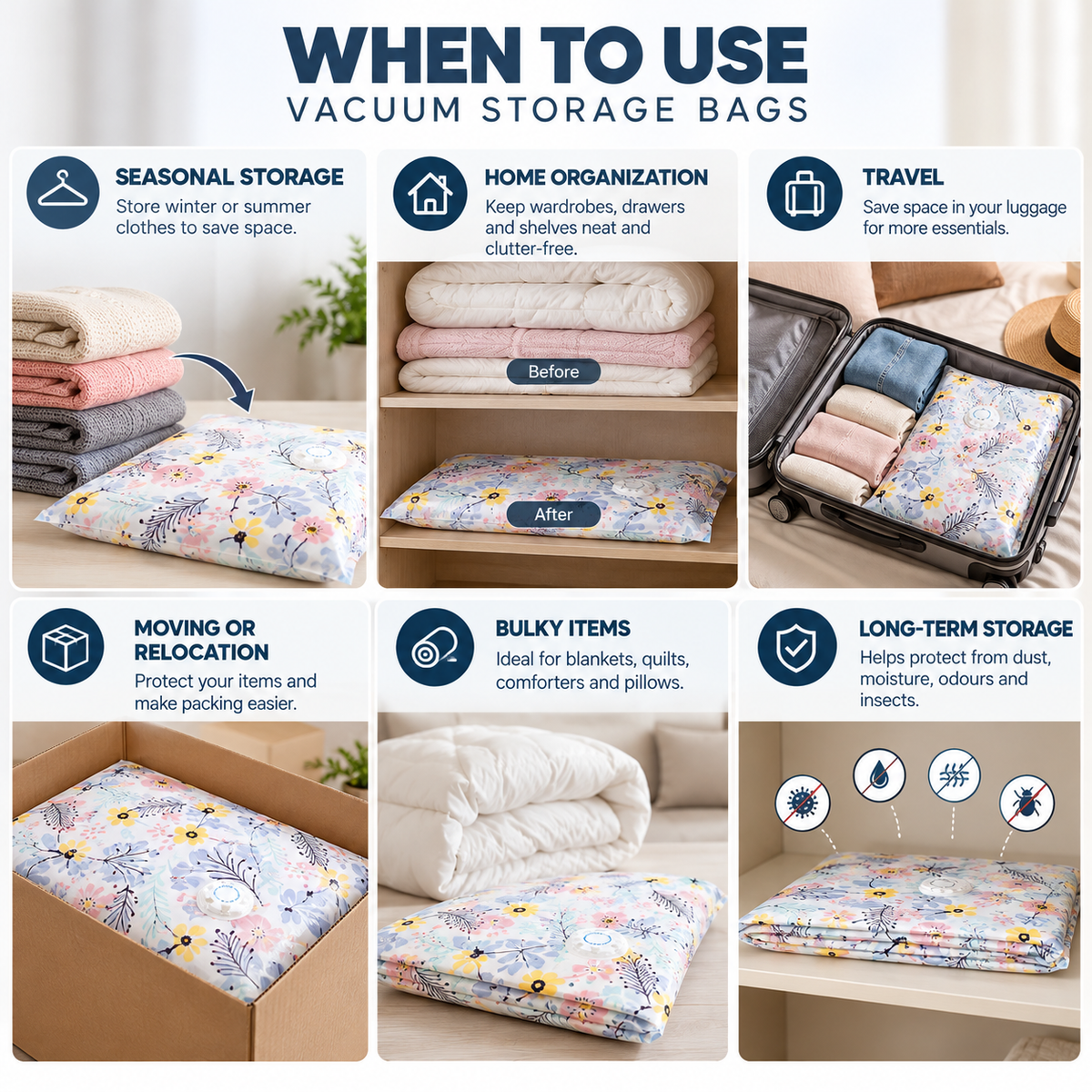 Self-Sealing Vacuum Storage Bag - Floral