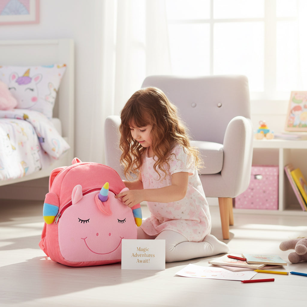 Unicorn Plush Backpack- 14inches/ Pink