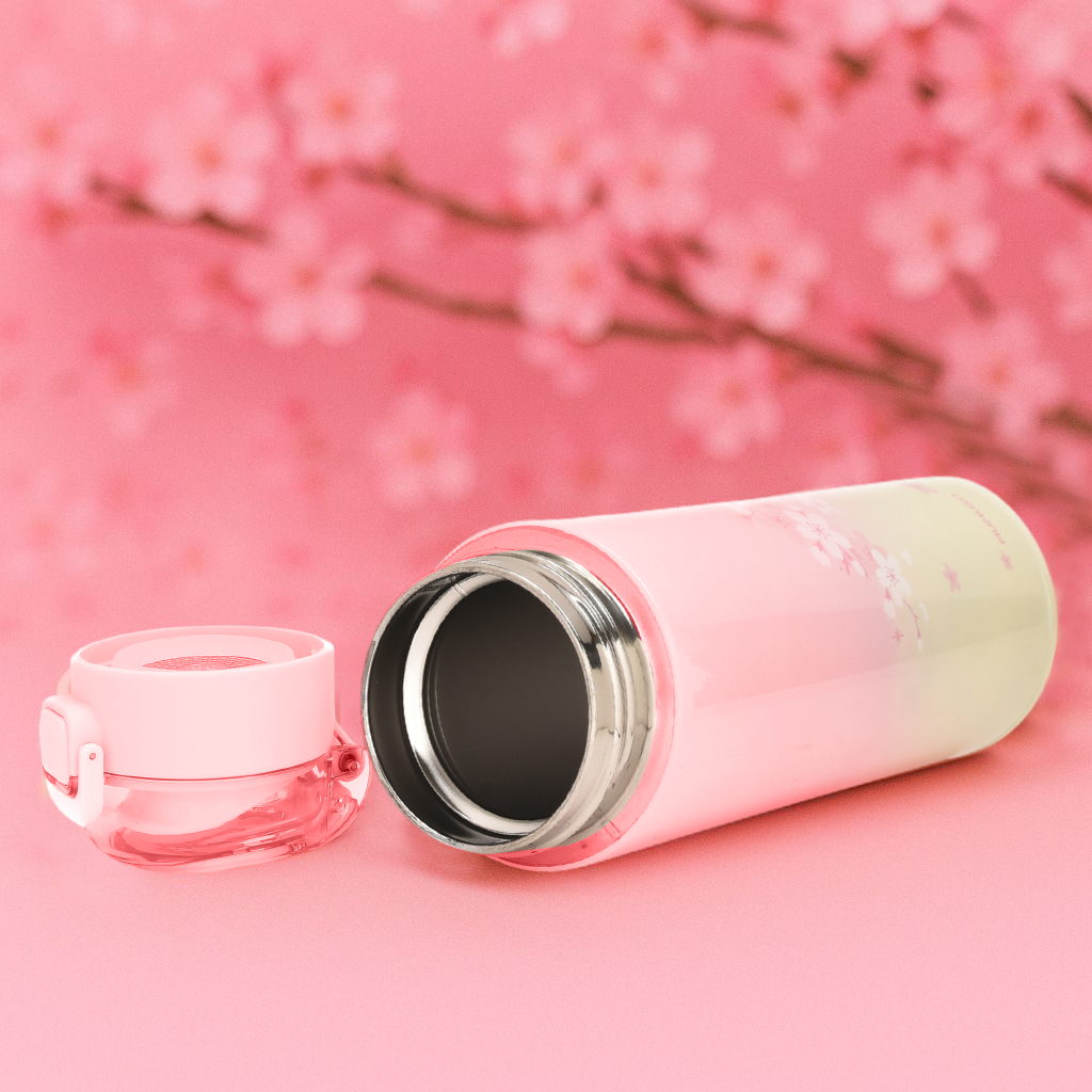 Cherry Blossom Insulated Water Bottle with Flip Top Lid- Pink/500ml